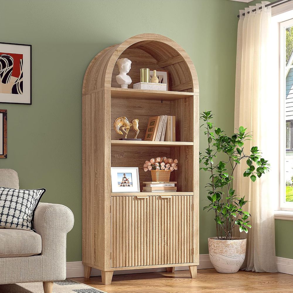 Storage - Arched Cabinet, 5-Tier Storage Shelves, Light