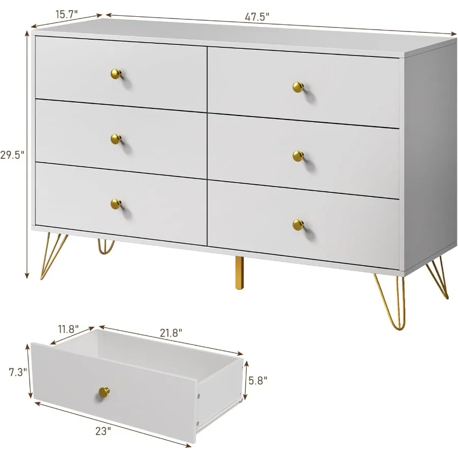 Bedroom 6-Drawer White Dresser - Storage ulasan dan harga