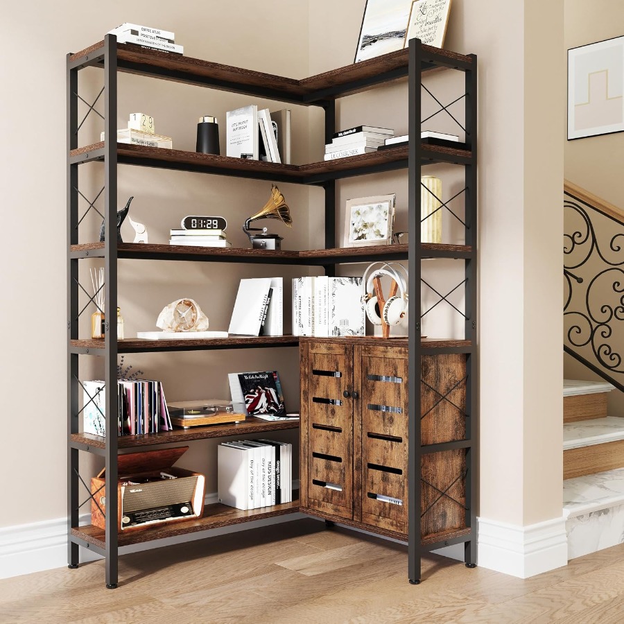 6-Shelf Corner Bookshelf for L - Storage ulasan dan harga