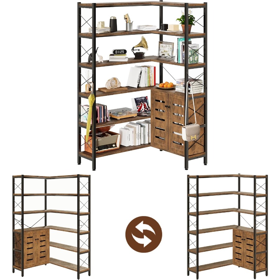 6-Shelf Corner Bookshelf for L - Storage ulasan dan harga