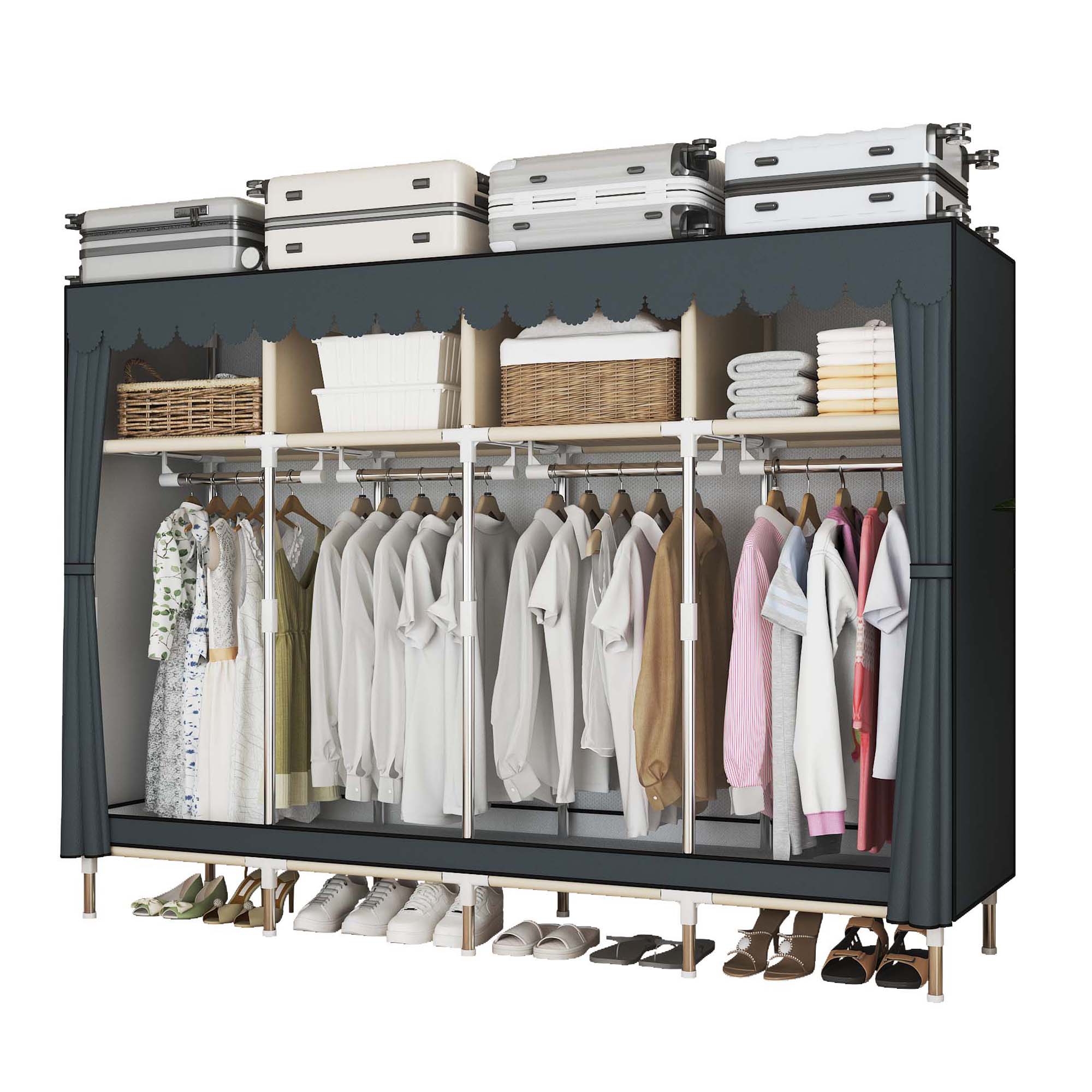79 Inch Wide Walk-in Closet wi - Wardrobe Closet Portable Fabric Cover ulasan dan harga