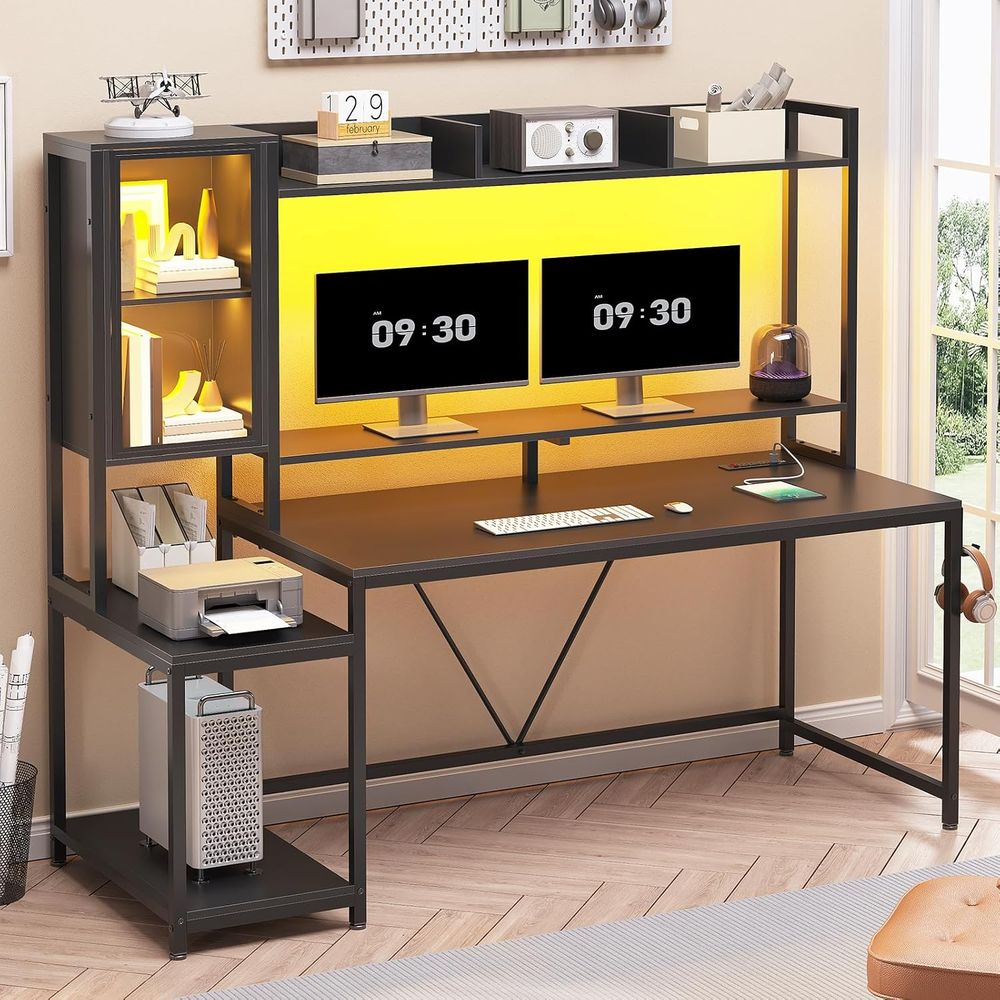 60'' Gaming Desk with Storage, - Storage ulasan dan harga