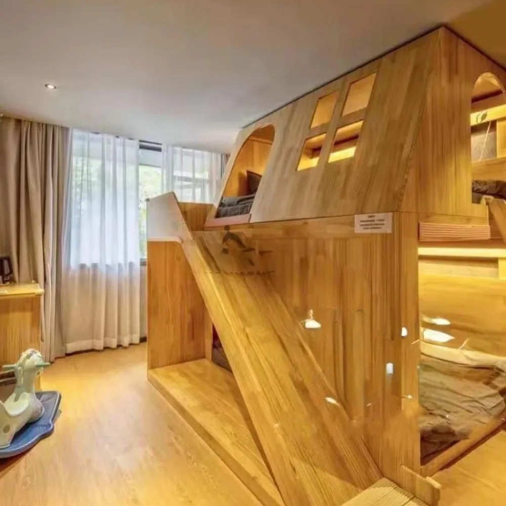 American Solid Wood Kids Tree  - Bunk Bed With Stairs And Slide ulasan dan harga