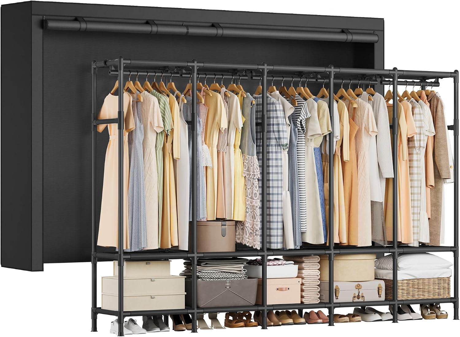 Portable Wardrobe Closet 83.5  - Wardrobe Closet Portable Fabric Cover ulasan dan harga